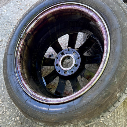 wheel sprayed with snake skin iron cleaner